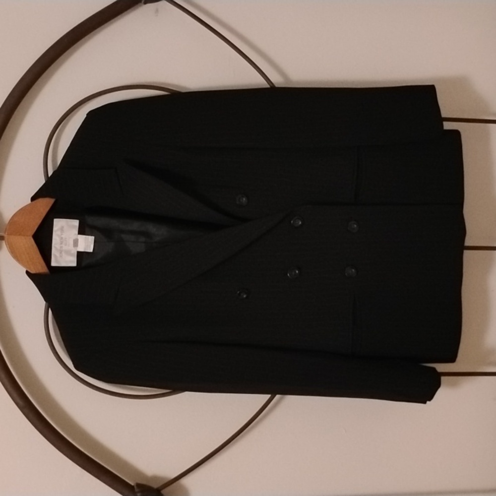 Jones New York Pinstripe Suit Blazer Jacket Black Size 2P